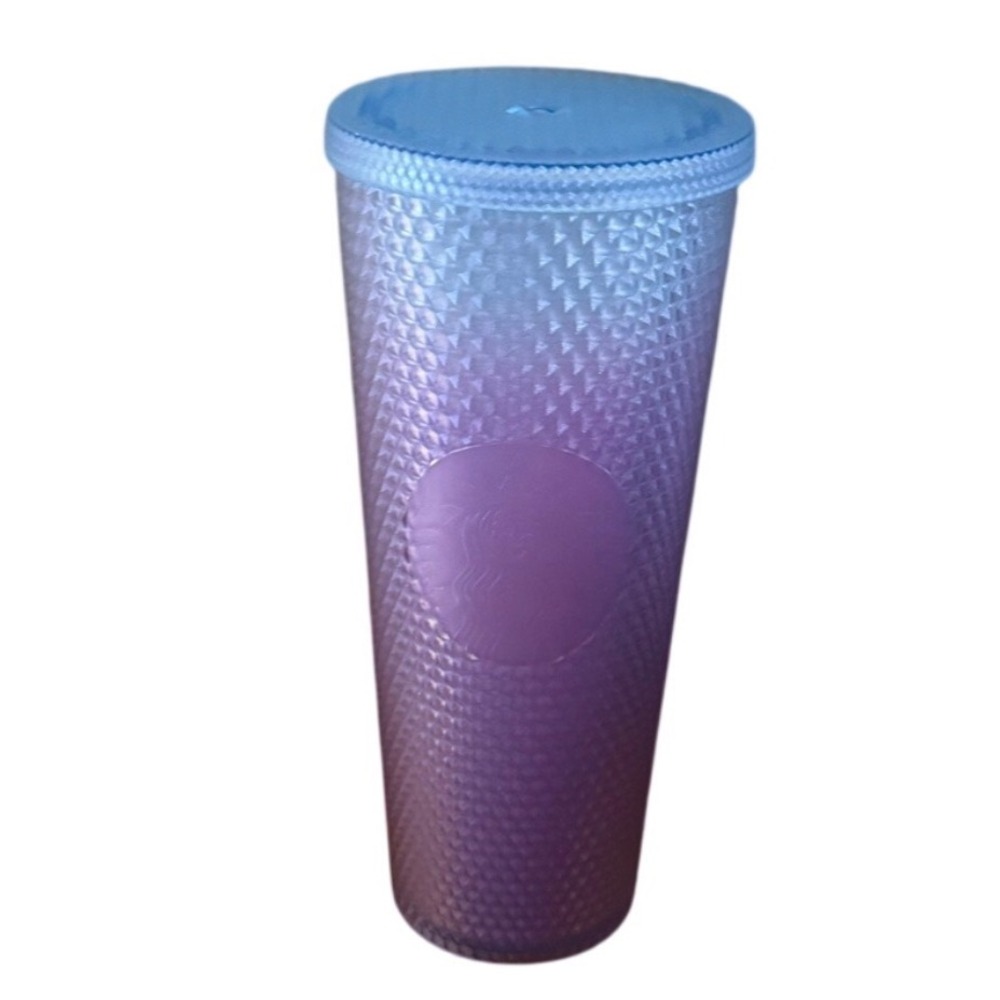 Starbucks Venti 24oz Studded Tumbler Iridescent Blue Purple Ombre Grid Cold Cup